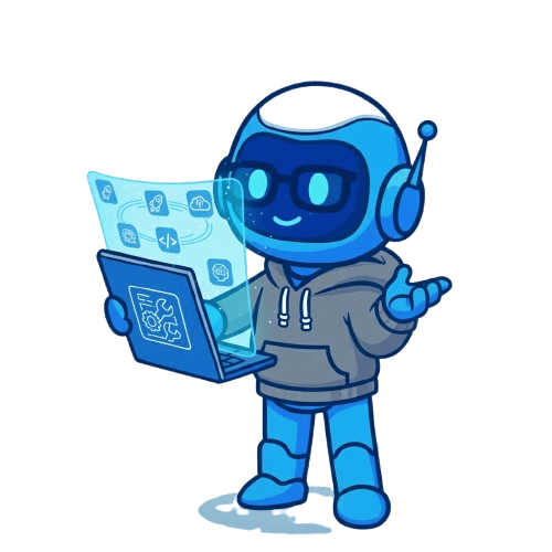 Mascotte CodeAlchemy - Robot représentant l'innovation technologique et l'expertise en développement